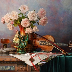 Jigsaw puzzle: With violin and flowers