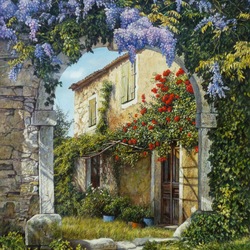 Jigsaw puzzle: Wisteria and roses