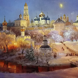 Jigsaw puzzle: Christmas evening in Zagorsk