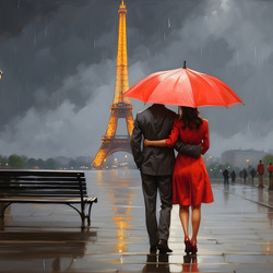 Jigsaw puzzle: Two under a red umbrella