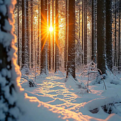 Jigsaw puzzle: Sunset in the winter forest