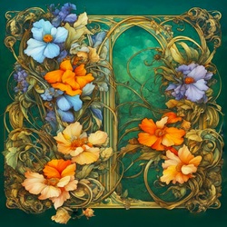 Jigsaw puzzle: Art Nouveau flowers
