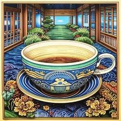 Jigsaw puzzle: Engraving of a tea cup