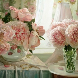 Jigsaw puzzle: Peonies by the window