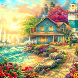 Jigsaw puzzle: Sunset by the sea