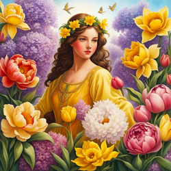 Jigsaw puzzle: Maiden in Flowers