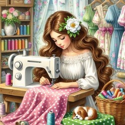 Jigsaw puzzle: Seamstress