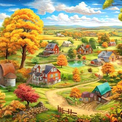 Jigsaw puzzle: Autumn in the village