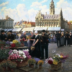 Jigsaw puzzle: Flower market in Middelburg