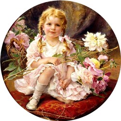 Jigsaw puzzle: Girl with peonies