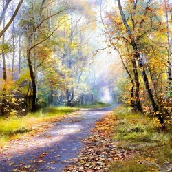 Jigsaw puzzle: Autumn road