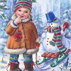 Jigsaw puzzle: Snowman on a sleigh