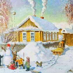 Jigsaw puzzle: The children with a snowman