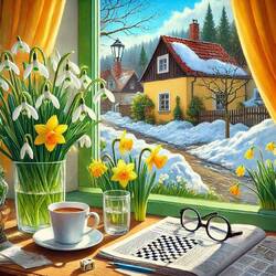 Jigsaw puzzle: Spring on the window