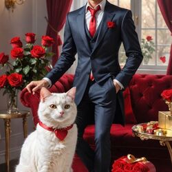 Jigsaw puzzle: Man and cat wish you happiness