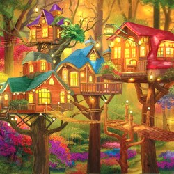 Jigsaw puzzle: Houses on the trees