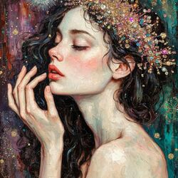 Jigsaw puzzle: Girl in a wreath of rhinestones