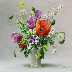 Jigsaw puzzle: Bouquet of flowers in a vase