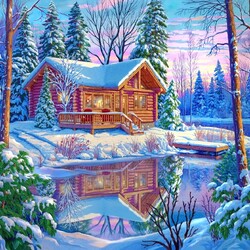 Jigsaw puzzle: Winter lake