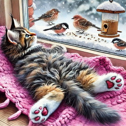 Jigsaw puzzle: Cat and birds