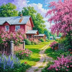 Jigsaw puzzle: Village in summer