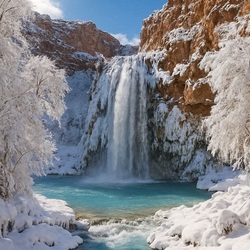Jigsaw puzzle: frozen waterfall