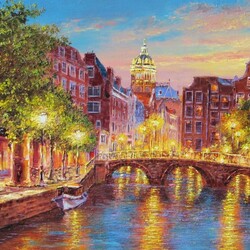 Jigsaw puzzle: Evening Amsterdam