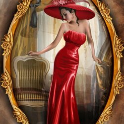 Jigsaw puzzle: Portrait of a lady in red