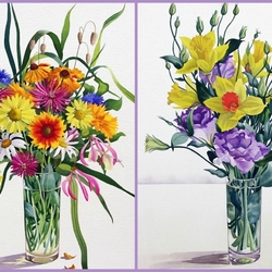 Jigsaw puzzle: Variegated flower bouquets