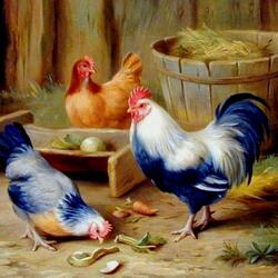 Jigsaw puzzle: Cockerel and hens