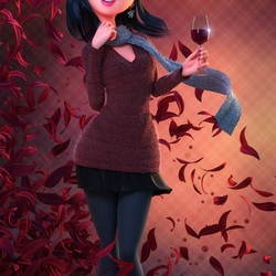 Jigsaw puzzle: Girl with wine