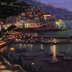 Jigsaw puzzle: Night city of Amalfi, Italy