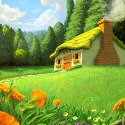 Jigsaw puzzle: House in the meadow