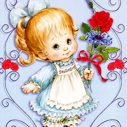 Jigsaw puzzle: Baby with a bouquet