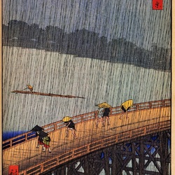 Jigsaw puzzle: 100 known species of Edo. No. 52. Evening rain in the Attack on the Great Bridge