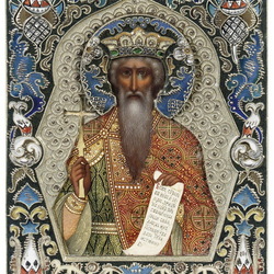 Jigsaw puzzle: Icon of St. Vladimir in silver