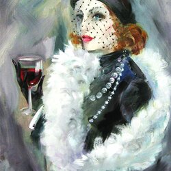 Jigsaw puzzle: Lady with a glass of red wine