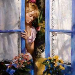 Jigsaw puzzle: Woman at the window