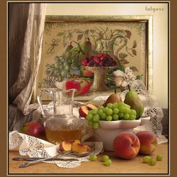 Jigsaw puzzle: Still life with peaches and grapes