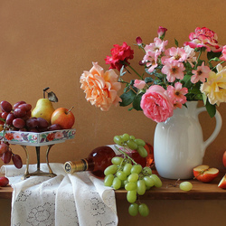 Jigsaw puzzle: Still life with fruit and wine