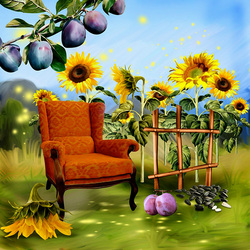 Jigsaw puzzle: Sunflowers and plums