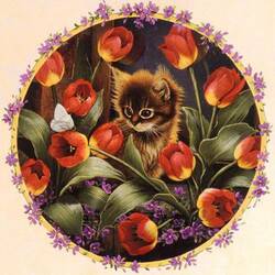 Jigsaw puzzle: Kitten in flowers