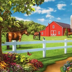 Jigsaw puzzle: Horses in the pasture