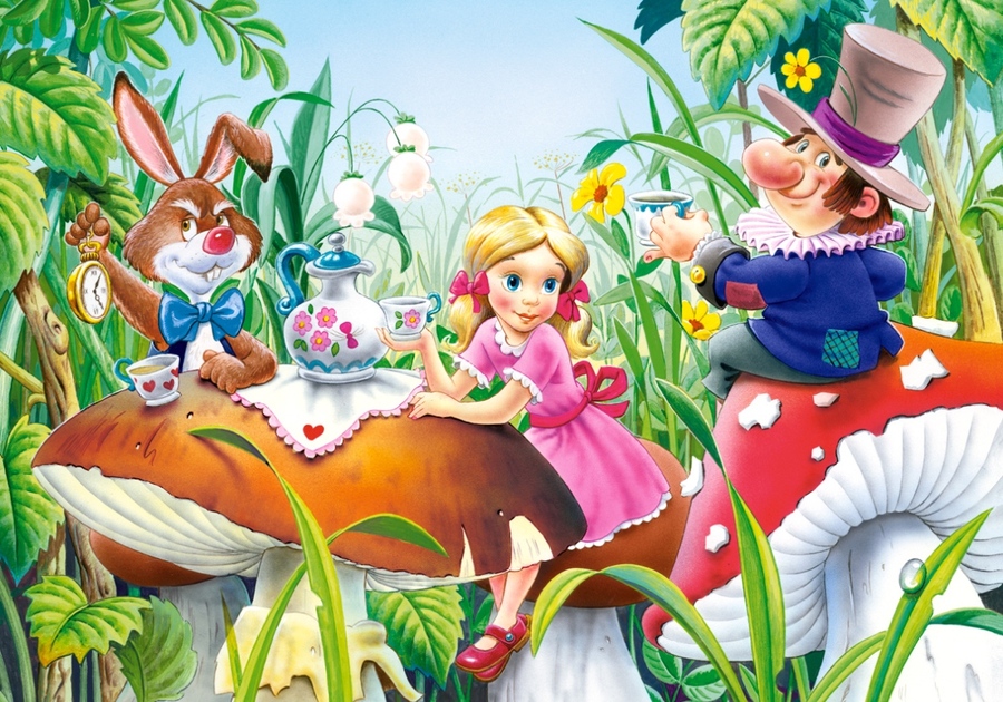 Включи сказку на станции мини. Castorland Puzzle Алиса в стране чудес. Иллюстрации детских сказок. Страна чудес для детей. Алиса в стране чудес иллюстрации.