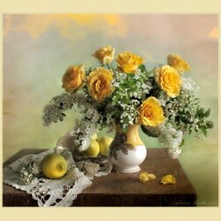 Jigsaw puzzle: Still life with yellow roses