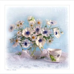 Jigsaw puzzle: Bouquet with white anemones