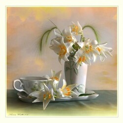 Jigsaw puzzle: With white lilies