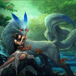 Jigsaw puzzle: Girl and kitsune