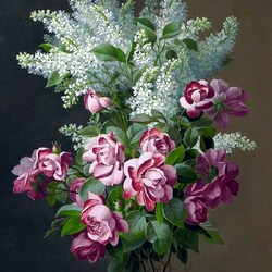 Jigsaw puzzle: Roses and lilacs