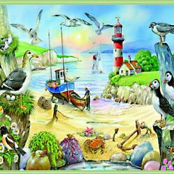 Jigsaw puzzle: Birds by the sea